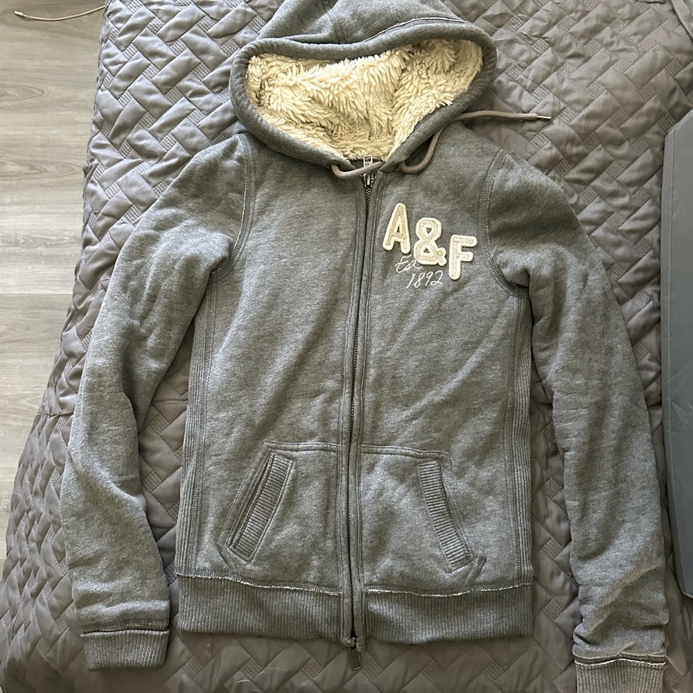 A&F Gray Hoodie with Fleece Lining